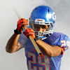 Justin Sweet of Bishop Gorman High School prepares to lead his team out on the field before ...