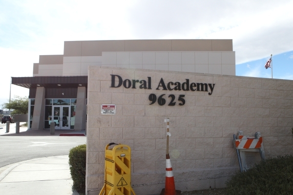 Doral Academy at 9625 Saddle Ave., near Flamingo Road and Fort Apache Road, has been evacuated while fire crews investigate an odor of smoke, officials say. Bizuayehu Tesfaye/Las Vegas Review-Jour ...