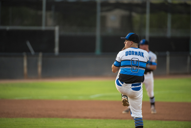 Southern Nevada Blue Sox pitcher Christopher Dornak pitches against the Las Vegas Aces at th ...