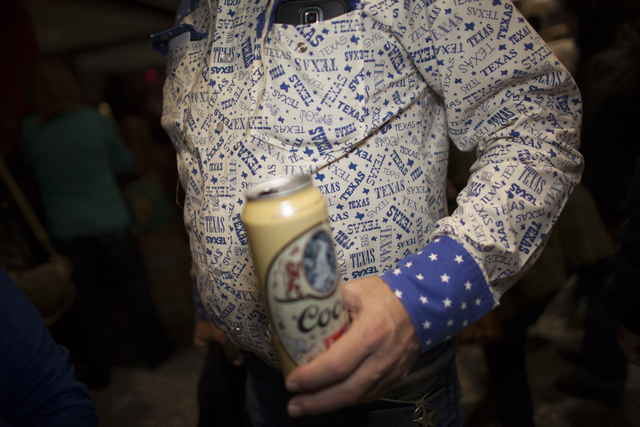 Charlie Bush in a homemade print shirt at the National Finals Rodeo at Thomas & Mack Center ...