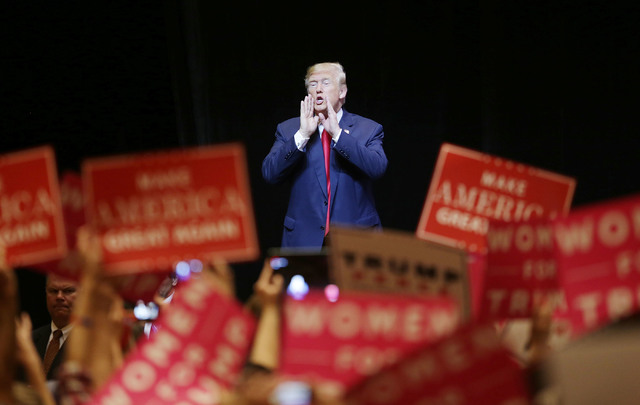 Republican presidential candidate Donald Trump speaks during a rally on Sunday, Oct. 30, 2016, at the Venetian in Las Vegas. Rachel Aston/Las Vegas Review Journal Follow @rookie__rae