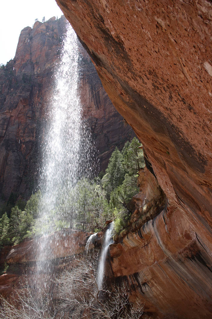 A waterfall on the Emerald Pools Trail is often seen this time of year. (Deborah Wall/Courtesy)