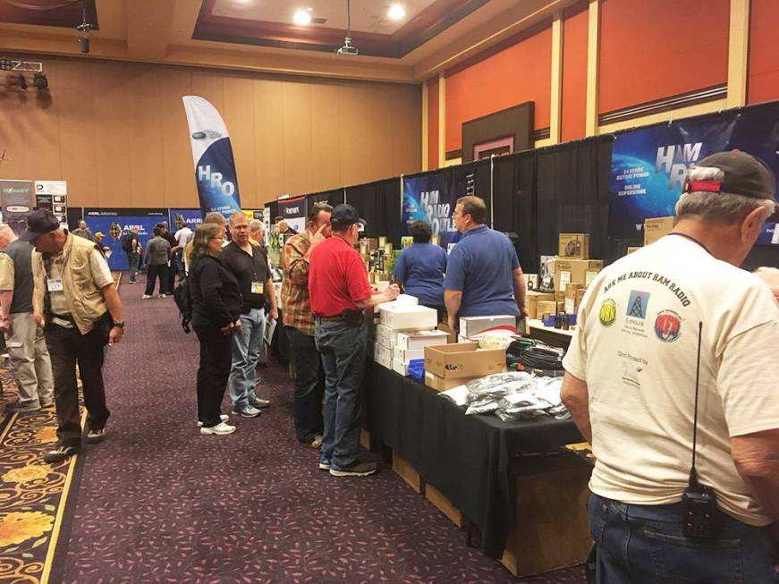 Attendees view the wares April 1 on the second day of the three-day American Radio Relay League ...