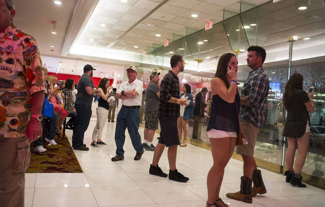 People in the casino area as the Tropicana Las Vegas goes on lockdown during an active shooter situation on the Las Vegas Strip on Sunday, Oct. 1, 2017. Chase Stevens Las Vegas Review-Journal @css ...