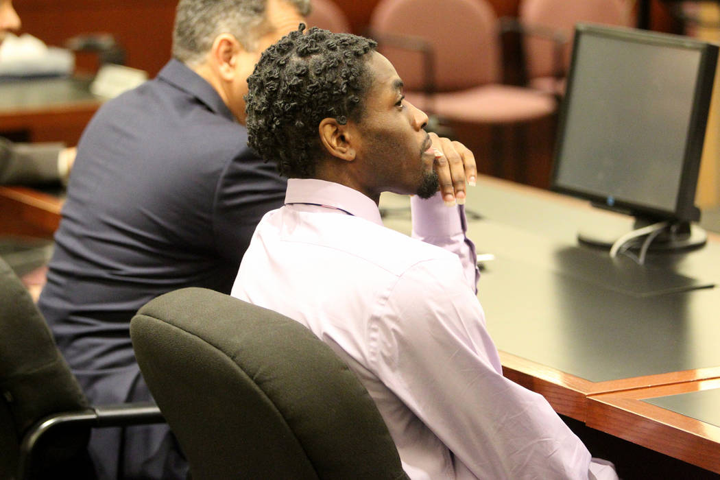 Bryan Clay waits in the courtroom at the Regional Justice Center before being found guilty on T ...