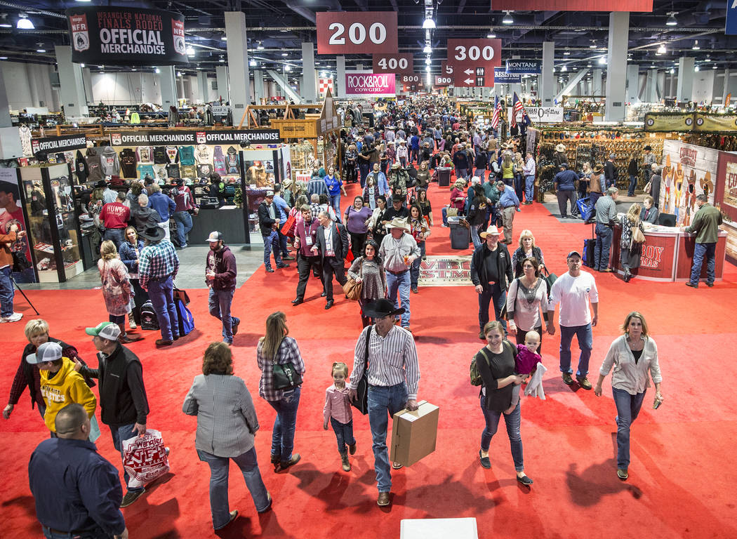The South Hall of the Las Vegas Convention Center is packed with shoppers during Cowboy Christm ...