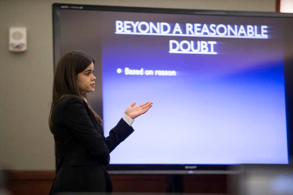 Prosecutor Kristina Rhoades gives closing statements during the court hearing for Joshua Honea, ...
