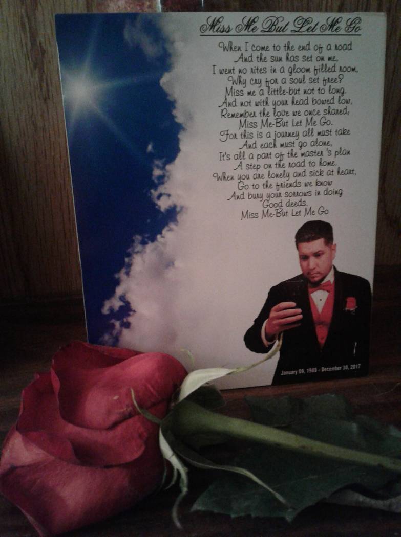 The pamphlet at Phillip Archuleta's memorial. Photo courtesy of Lisa Garcia.