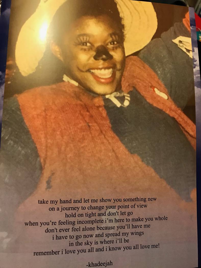 A picture from the program at LaTosha White's funeral. Photo courtesy of Michelle Huskins.