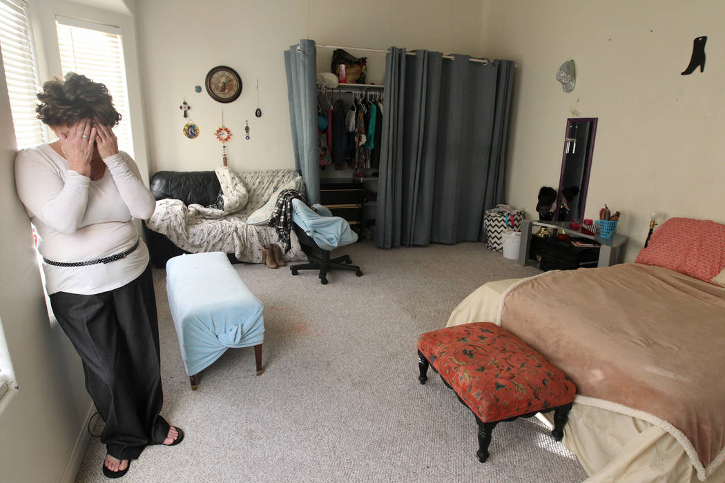 Rita Cutler talks to a reporter in her room at 4440 E. St. Louis Ave. in Las Vegas Thursday, Jan. 25, 2018. The home is part of a Nevada state program that pays providers to house and feed mentall ...
