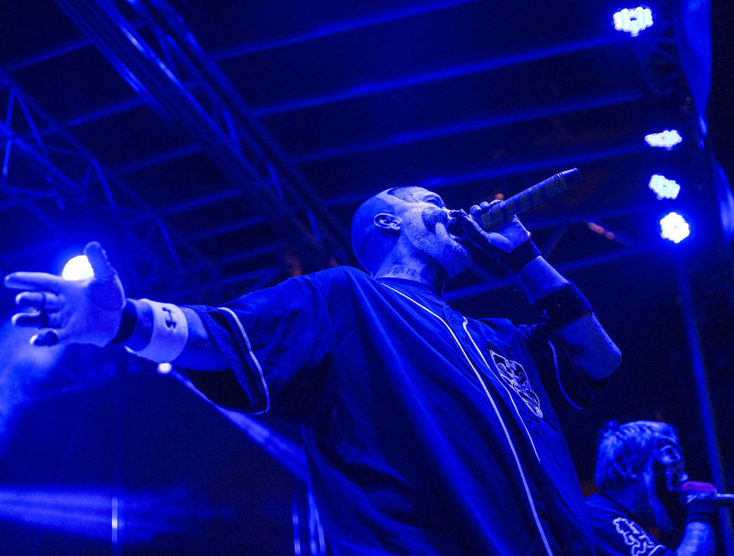Insane Clown Posse's Violent J, left, and Shaggy 2 Dope perform during Juggalo Weekend on Saturday, February 17, 2018, at Fremont Country Club, in Las Vegas. Benjamin Hager Las Vegas Review-Journa ...
