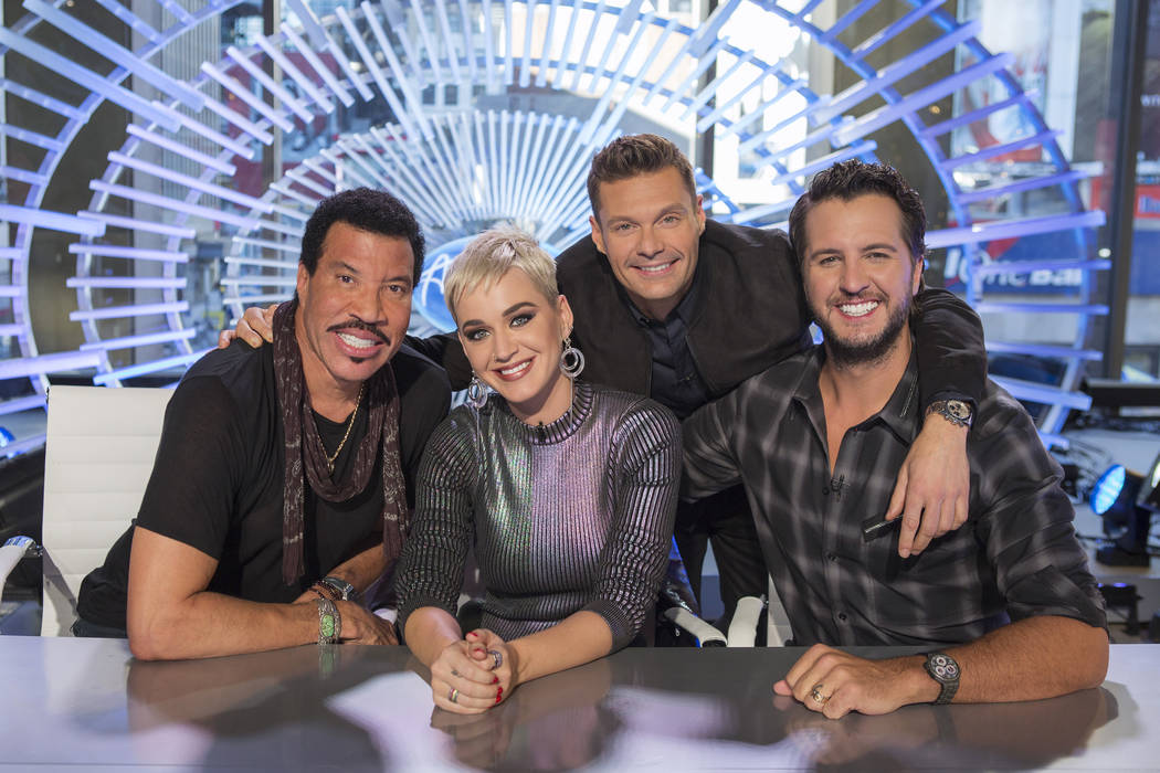 AMERICAN IDOL - ABC's &quot;American Idol&quot; judges Lionel Richie, Katy Perry and Luke Bryan with host Ryan Seacrest. (ABC/Eric Liebowitz)