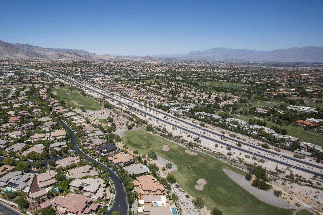 Summerlin Parkway is seen Aug. 16 from the new Las Vegas Metropolitan Police Department helicopter. The highly trafficked road has come a long way from humble beginnings. (Patrick Connolly Las Veg ...