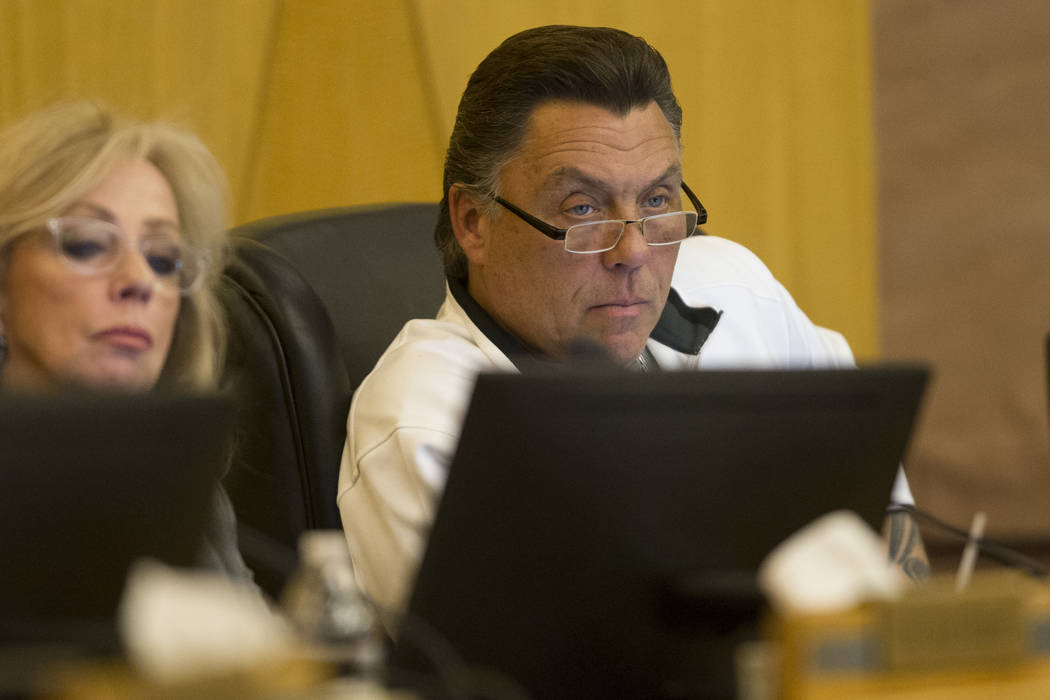 Board member Tommy White during a Las Vegas Stadium Authority meeting at the Clark County Commission Chambers in Las Vegas, Thursday, March 1, 2018. Erik Verduzco Las Vegas Review-Journal @Erik_Ve ...