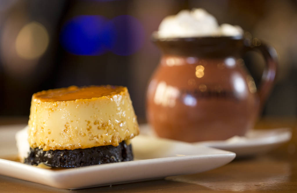 The choco flan and cafe de olla desert at Leticia's Mexican Cocina located at Tivoli Village at Queensridge in Las Vegas on Monday, March 19, 2018. Richard Brian Las Vegas Review-Journal @vegaspho ...
