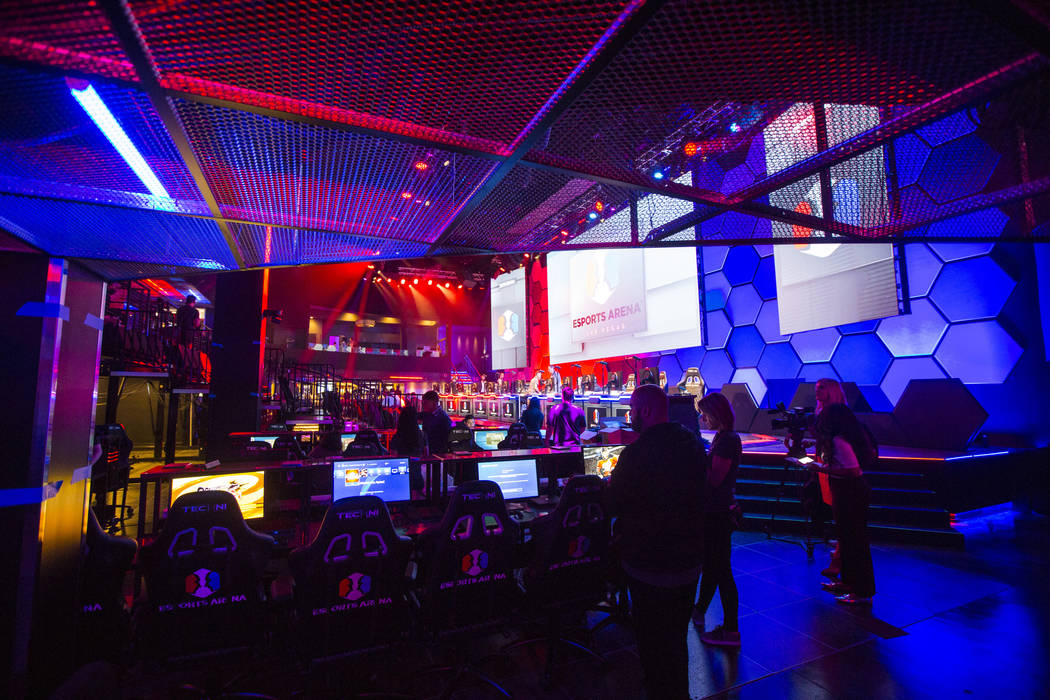 Final touches are made at Esports Arena Las Vegas hours before the grand opening at the Luxor in Las Vegas on Thursday, March 22, 2018. Chase Stevens Las Vegas Review-Journal @csstevensphoto