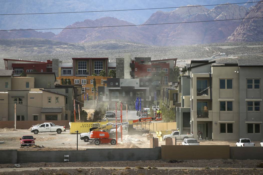 Construction goes on in the Affinity housing development the Summerlin area of Las Vegas on Thursday, Nov. 16, 2017. Chase Stevens Las Vegas Review-Journal @csstevensphoto