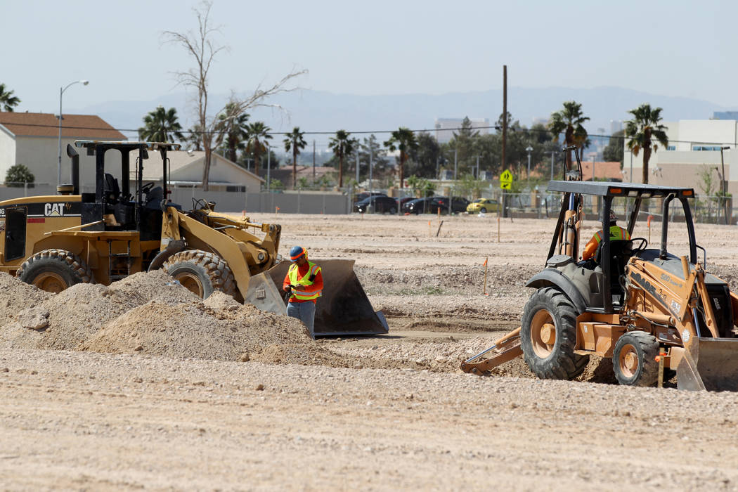 Site work is re-started on an unfinished subdivision on East Lake Mead Boulevard at Dolly Lane between Lamb and Nellis boulevards Tuesday, April 3, 2018. (K.M. Cannon/Las Vegas Review-Journal) @KM ...