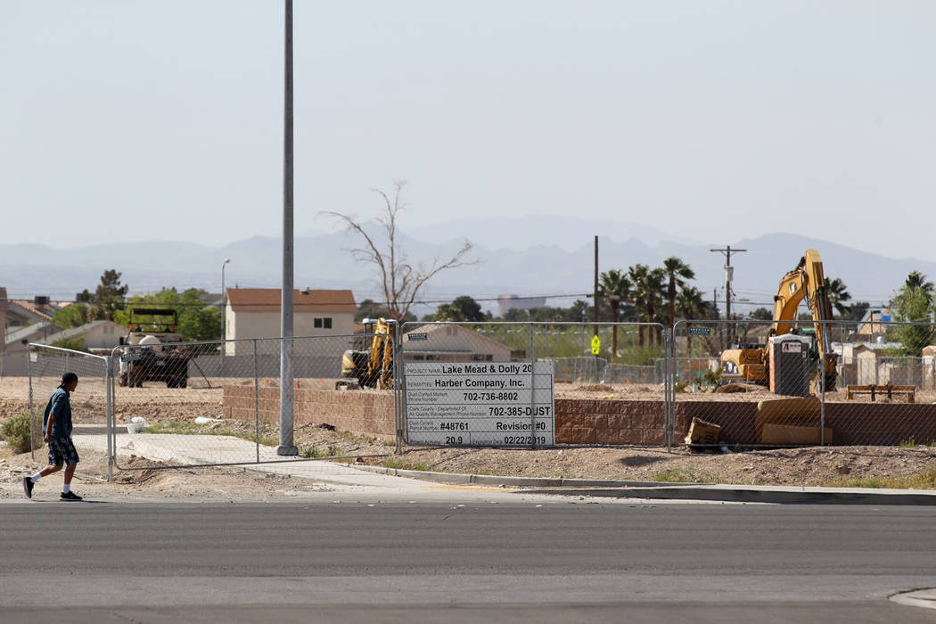 Site work is re-started on an unfinished subdivision on East Lake Mead Boulevard at Dolly Lane between Lamb and Nellis boulevards Tuesday, April 3, 2018. K.M. Cannon Las Vegas Review-Journal @KMCa ...