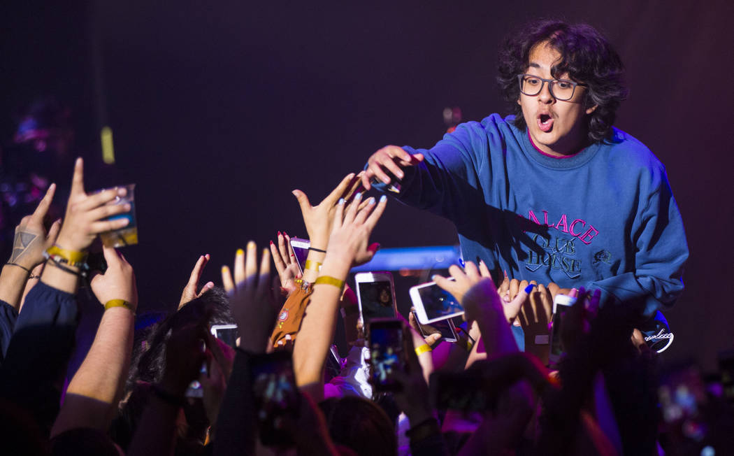 Cuco performs at the Mat Franco Theater during the inaugural Emerge Music + Impact festival at The Linq Hotel in Las Vegas on Sunday, April 8, 2018. Chase Stevens Las Vegas Review-Journal @cssteve ...