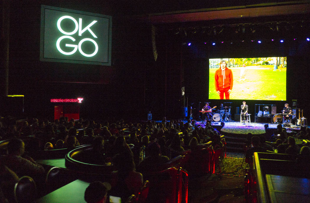 OK Go performs during the inaugural Emerge Music + Impact festival at The Flamingo in Las Vegas on Sunday, April 8, 2018. Chase Stevens Las Vegas Review-Journal @csstevensphoto