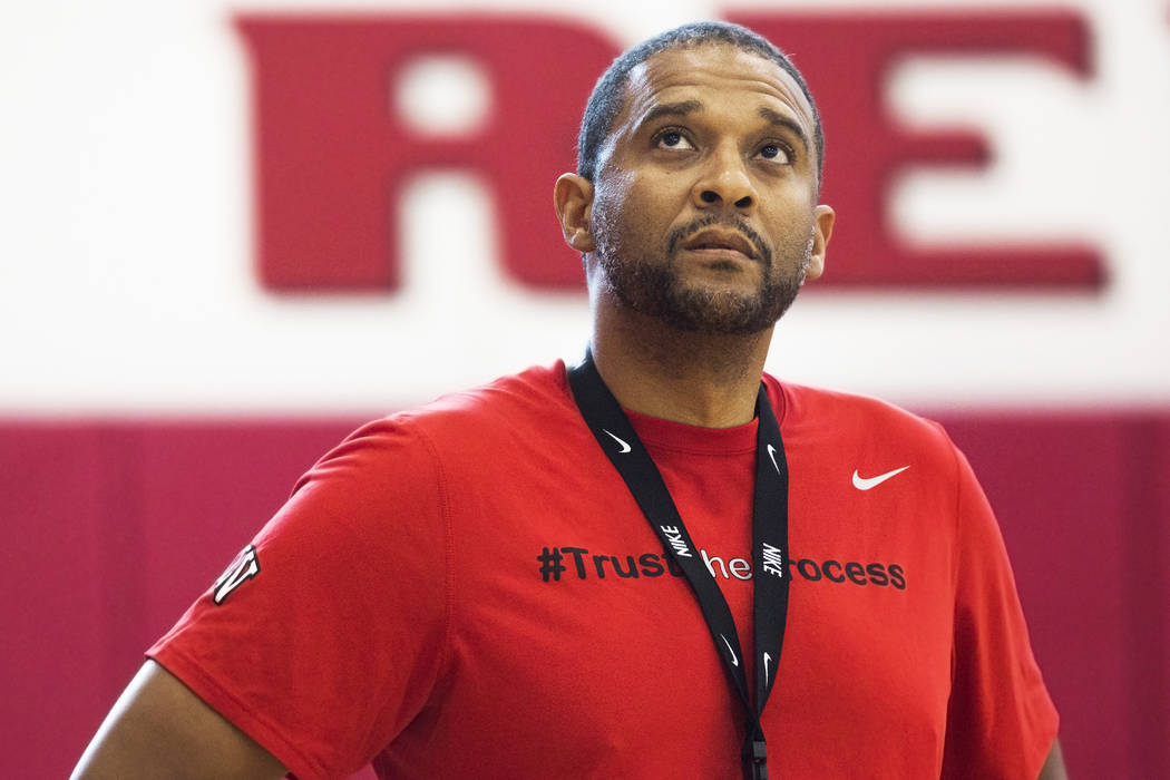 UNLV assistant coach Rob Jeter watches practice at the Mendenhall Center at UNLV on Monday, August 1, 2016, in Las Vegas. Benjamin Hager/Las Vegas Review-Journal