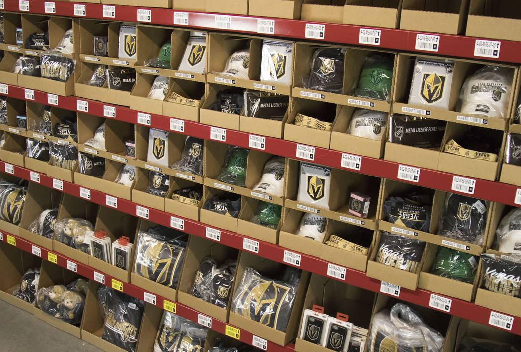 Vegas Golden Knights merchandise is seen at online retailer Fanatics' distribution center in North Las Vegas. (Fanatics)