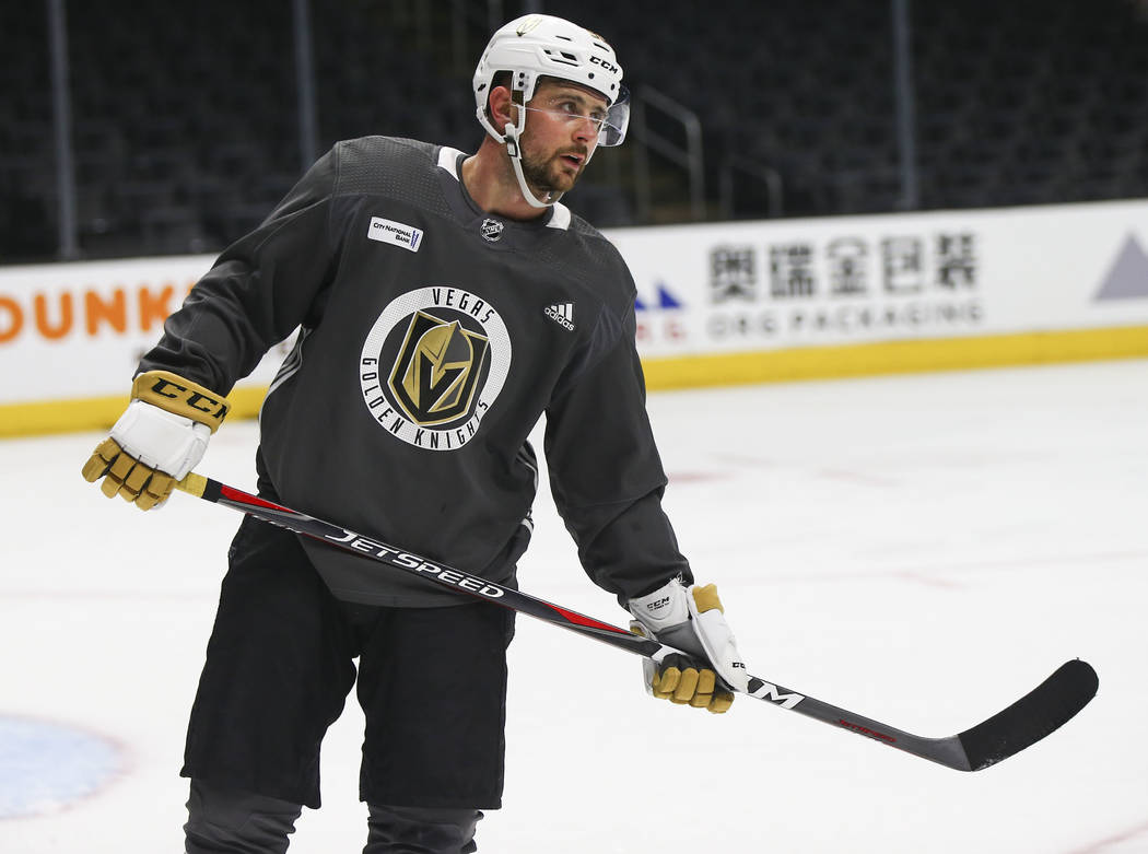Golden Knights left wing Tomas Tatar during practice ahead of Game 4 against the Los Angeles Kings, slated for Tuesday, at the Staples Center in Los Angeles on Monday, April 16, 2018. Chase Steven ...