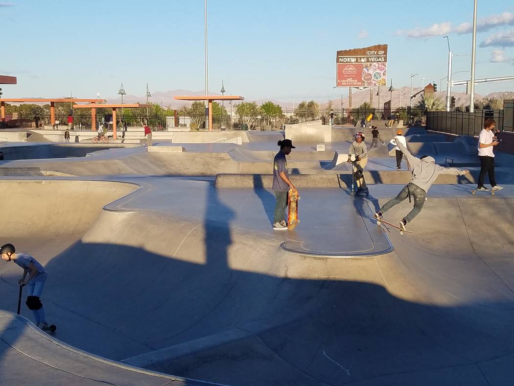 Skateboarders work their tricks at the skateboard park at Craig Ranch Regional Park on March 15, 2018. Richard N. Velotta/Las Vegas Review-Journal @RickVelotta