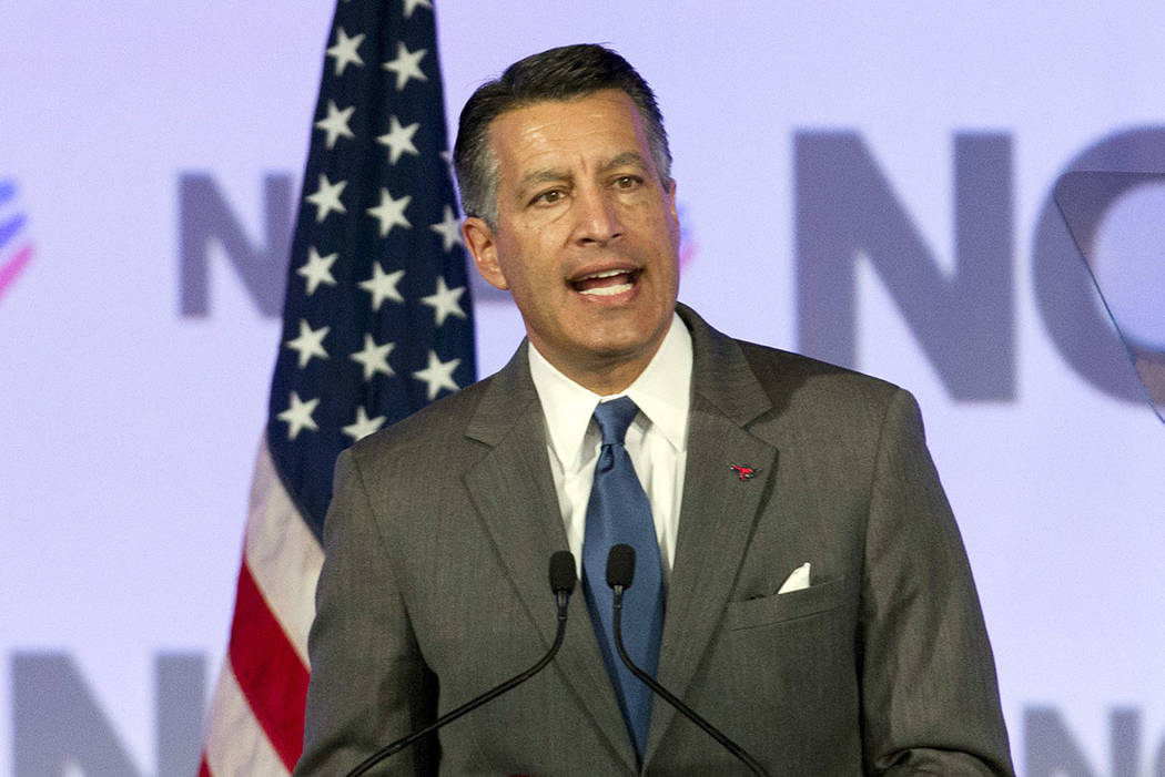 Nevada Gov. Brian Sandoval speaks during a governors' meeting in February in Washington. (AP Photo/Jose Luis Magana)