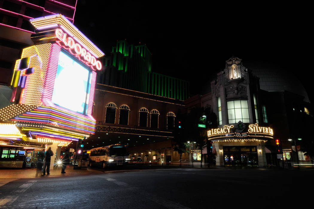 RJ FILE*** KEVIN CLIFFORD/SPECIAL TO THE LAS VEGAS REVIEW-JOURNAL The Eldorado hotel-casino and the Silver Legacy hotel-casino are shown in downtown Reno, Nev., on Wed. Oct. 22, 2008. KEVIN CLIF ...