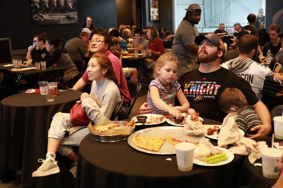 Vegas Golden Knights fans watch the the second game of the Western Conference Final against the ...