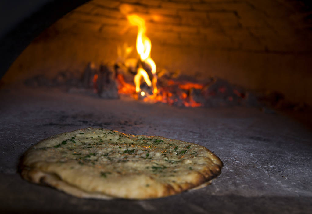 Recco style garlic bread in a wood fired oven at Masso Osteria inside Red Rock Casino in Las Vegas on Monday, May 21, 2018. Richard Brian Las Vegas Review-Journal @vegasphotograph