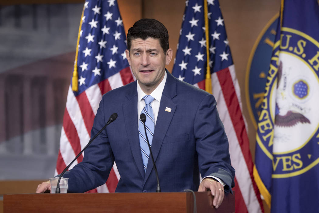 Speaker of the House Paul Ryan, R-Wis., takes questions from reporters following a closed-door GOP meeting on immigration without reaching an agreement between conservatives and moderates, on Capi ...