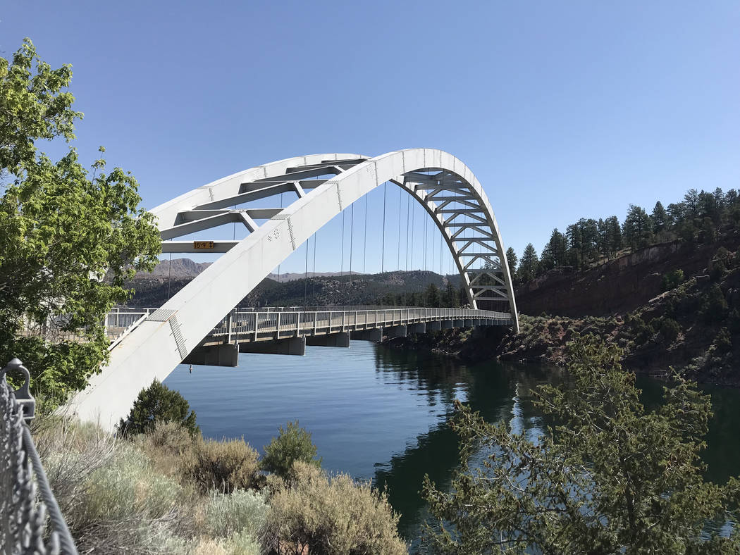 The Cart Creek Bridge is used by vehicles to cross a scenic side canyon on the Flaming Gorge Reservoir, found along the main road to Dutch John, Utah. (Deborah Wall)