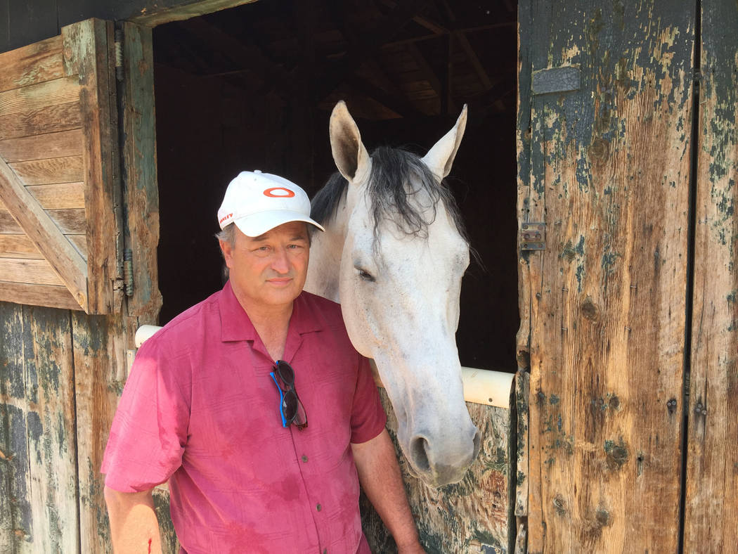 Co-owner Robin Dunn with Generations, a 9-year-old gelding who he says has won 25 straight races, both recognized and unrecognized, at the White Pine Races in Ely. (Mike Brunker/Las Vegas Review-J ...