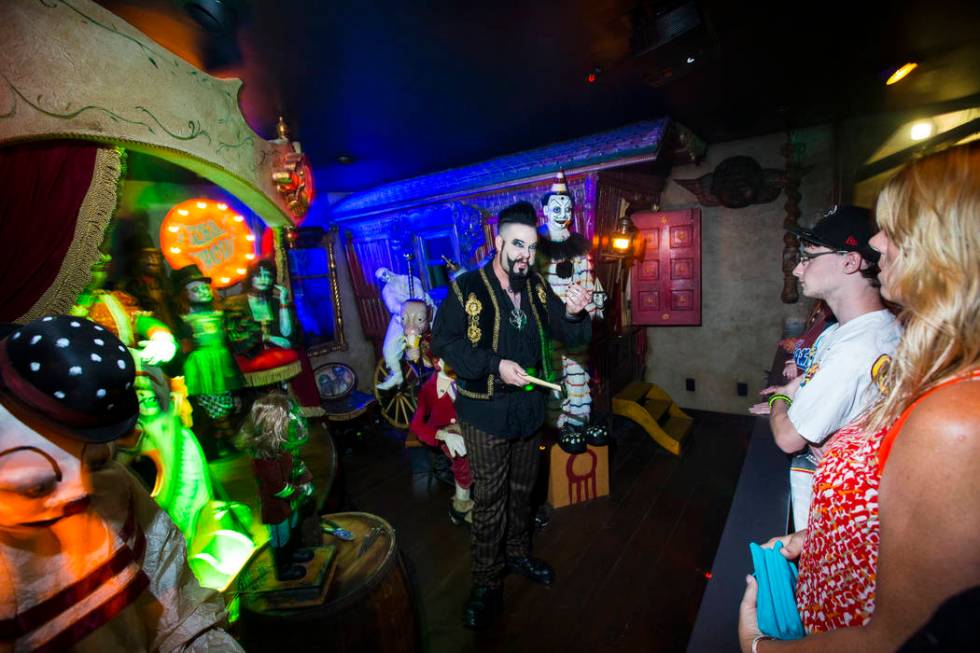John Shaw performs for guests at Zak Bagans' Haunted Museum in Las Vegas on Saturday, Aug. 18, ...