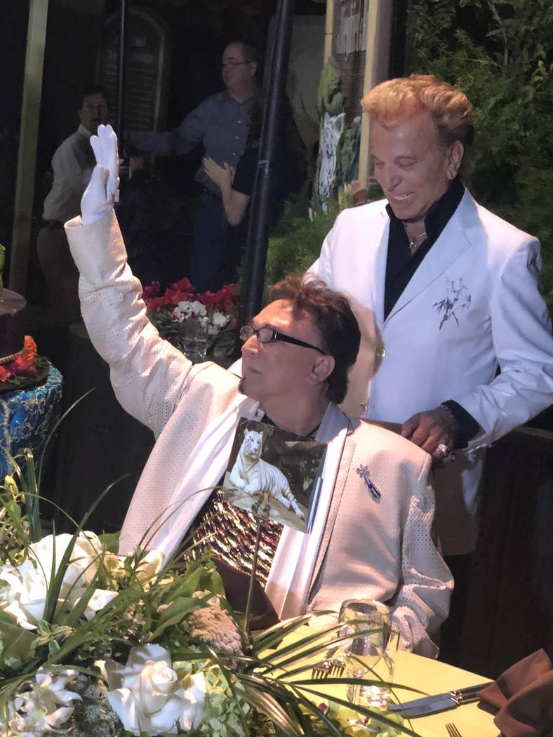 Siegfried & Roy are shown at Roy's birthday party at Siegfried & Roy's Secret Garden on Wednesd ...