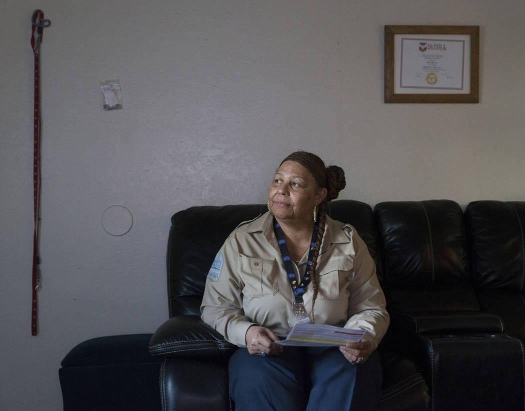 Ellen Fletcher is a tenant at the Cornerstone Crossing apartment complex who has faced rent hikes since moving there in 2016. Photo taken on Wed., November 7, 2018, at her apartment, in Las Vegas. ...