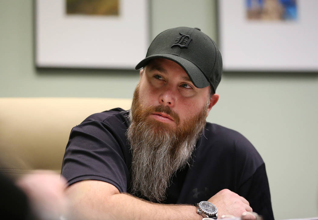 Board member Ryan Stojack during a Veterans Action Group board meeting in Henderson, Tuesday, N ...