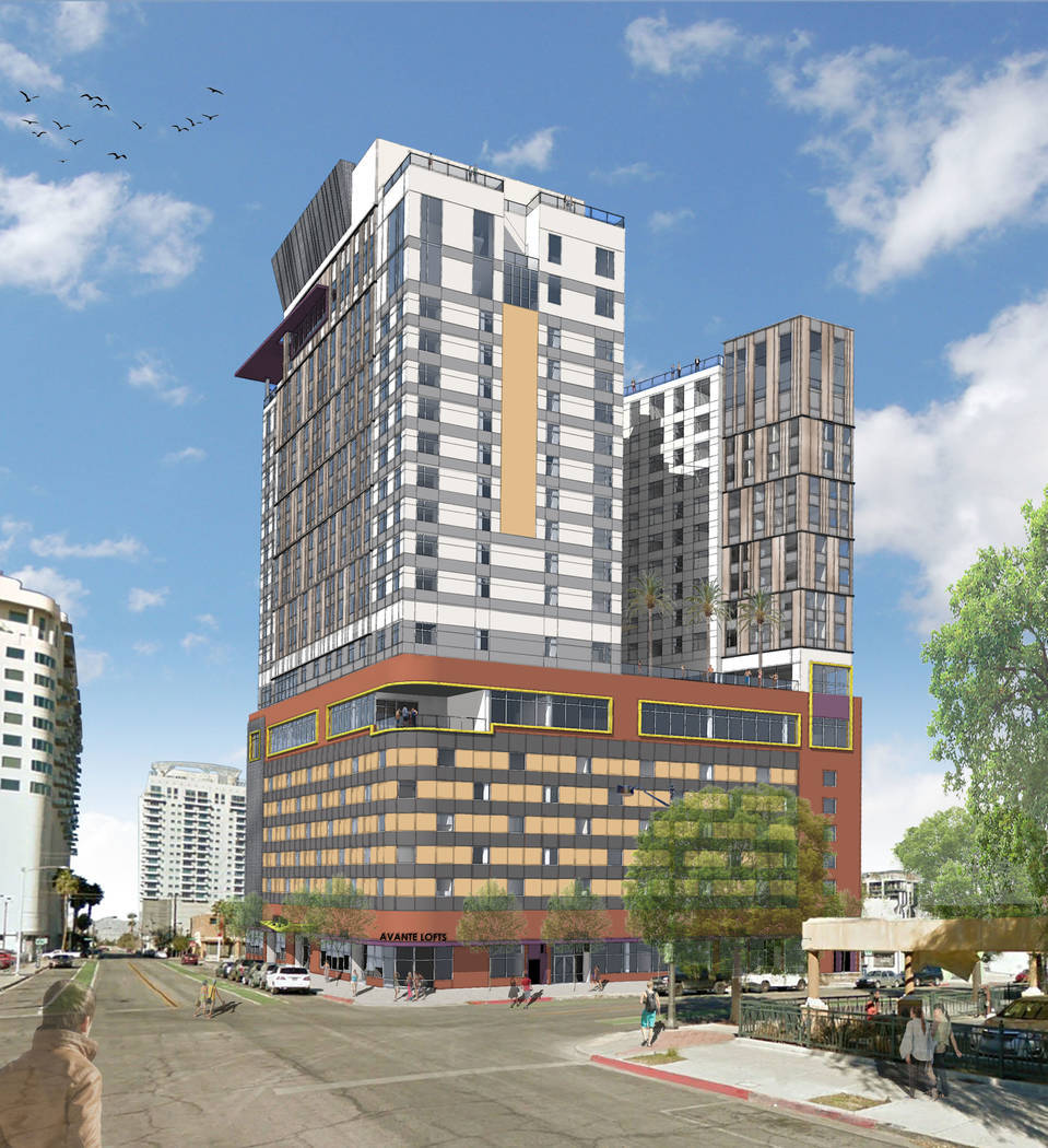 Kenny Lin filed plans to build Avante Lofts, seen in this rendering, at Hoover Avenue and Sixth Street. (Miro Development)