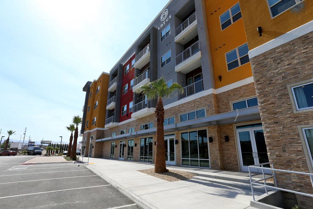 The ground floor will have retail at Lotus apartment complex on Spring Mountain Road near Valley View Boulevard Monday, May 25, 2018. K.M. Cannon Las Vegas Review-Journal @KMCannonPhoto