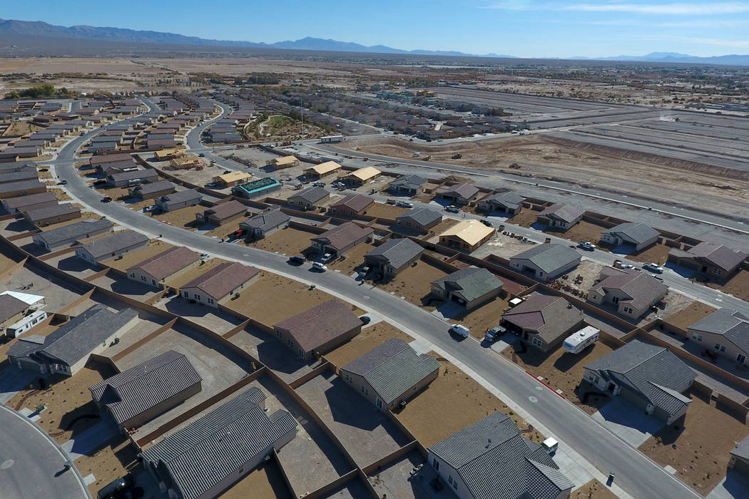 Aerial view of Burson Ranch in Pahrump, Nevada on Thursday, November 15, 2018, where developers have restarted a rural housing project. Michael Quine/Las Vegas Review-Journal.com @Vegas88s