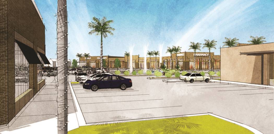 Stable Development plans to build a 300,000-square-foot mixed-use project, a rendering of which is seen here, on St. Rose Parkway near Spencer Street in Henderson. (MassMedia)