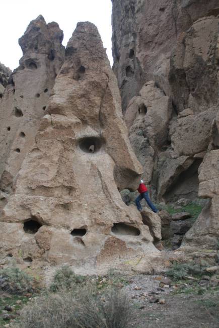 Unearthly formations surround visitors to lower Banshee Canyon in Mojave National Preserve, Cal ...