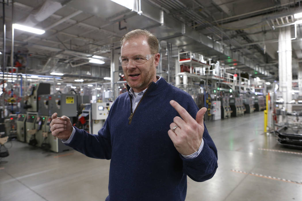Chris Lister, Vice President of Operations, talks at the Tesla Gigafactory, east of Reno, Nev., on Tuesday, Dec. 4, 2018. Cathleen Allison Special to Las Vegas Review-Journal