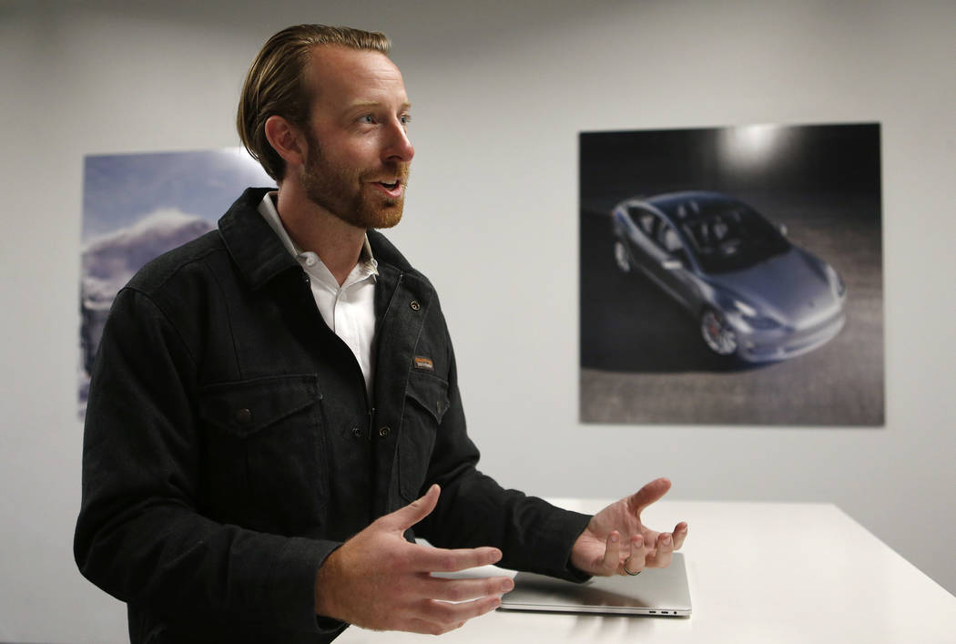Chris Reilly, Workforce Development and Education Programs lead, talks about the Tesla Gigafactory, east of Reno, Nev., on Tuesday, Dec. 4, 2018. Cathleen Allison Special to Las Vegas Review-Journal