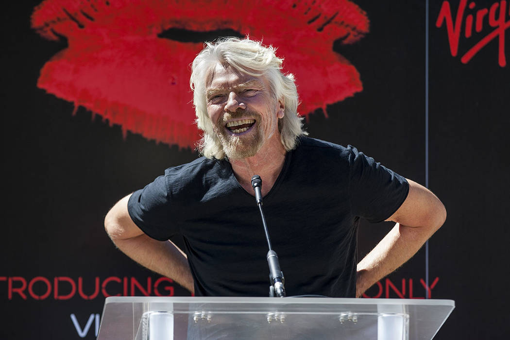 Virgin Group Founder Sir Richard Branson speaks at a press conference at the Hard Rock Hotel in Las Vegas on Friday, March 30, 2018. (Las Vegas Review-Journal)