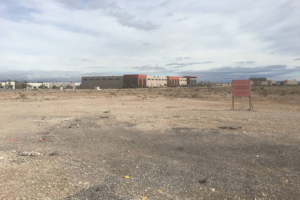 Casino operator Boyd Gaming Corp. filed plans to build two 10-story office buildings at the northeast corner of Buffalo Drive and Sunset Road in Las Vegas. The project site is seen above Wednesday ...