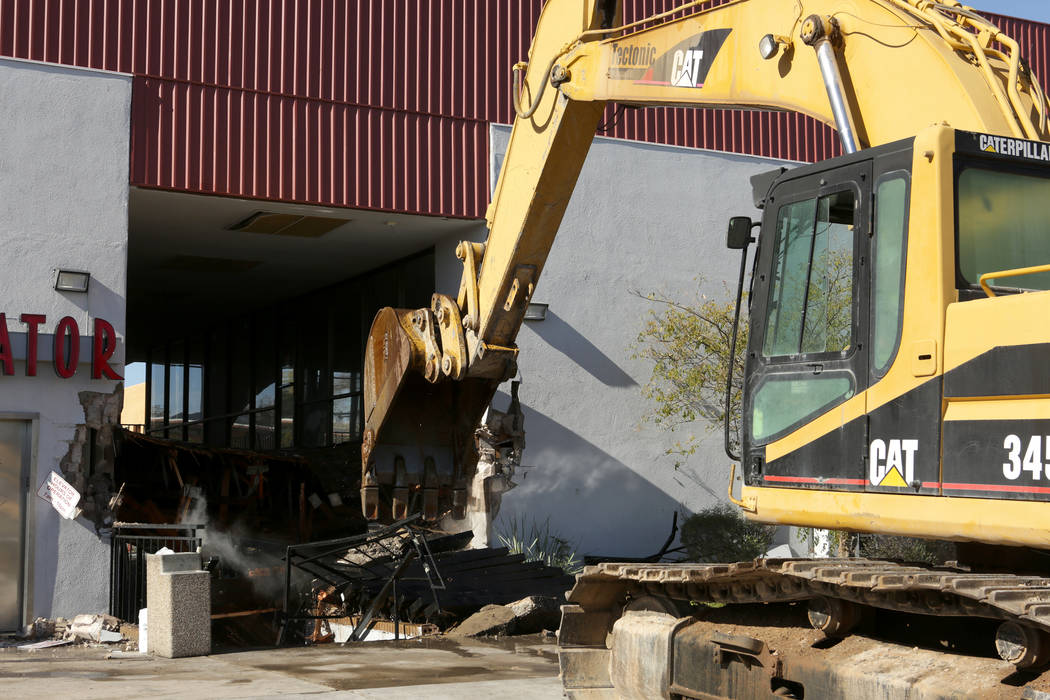 Campus Village shopping center, on Maryland Parkway across from UNLV, is demolished to make way for new development on Friday, Jan. 18, 2019. (Michael Quine/Las Vegas Review-Journal) @Vegas88s